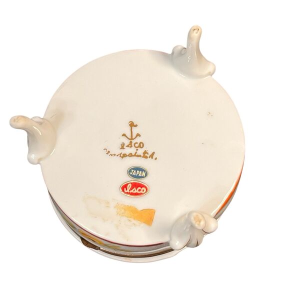 Vintage Handpainted 3 Footed Floral Hinged Trinket Box Porcelain Roses by Isco - Picture 15 of 16